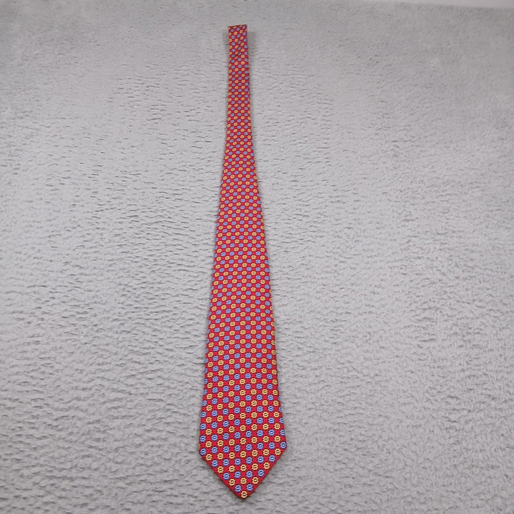 Brooks Brothers 346 Tie Mens‎ Red Silk Geometric Classic USA Stain Resistant